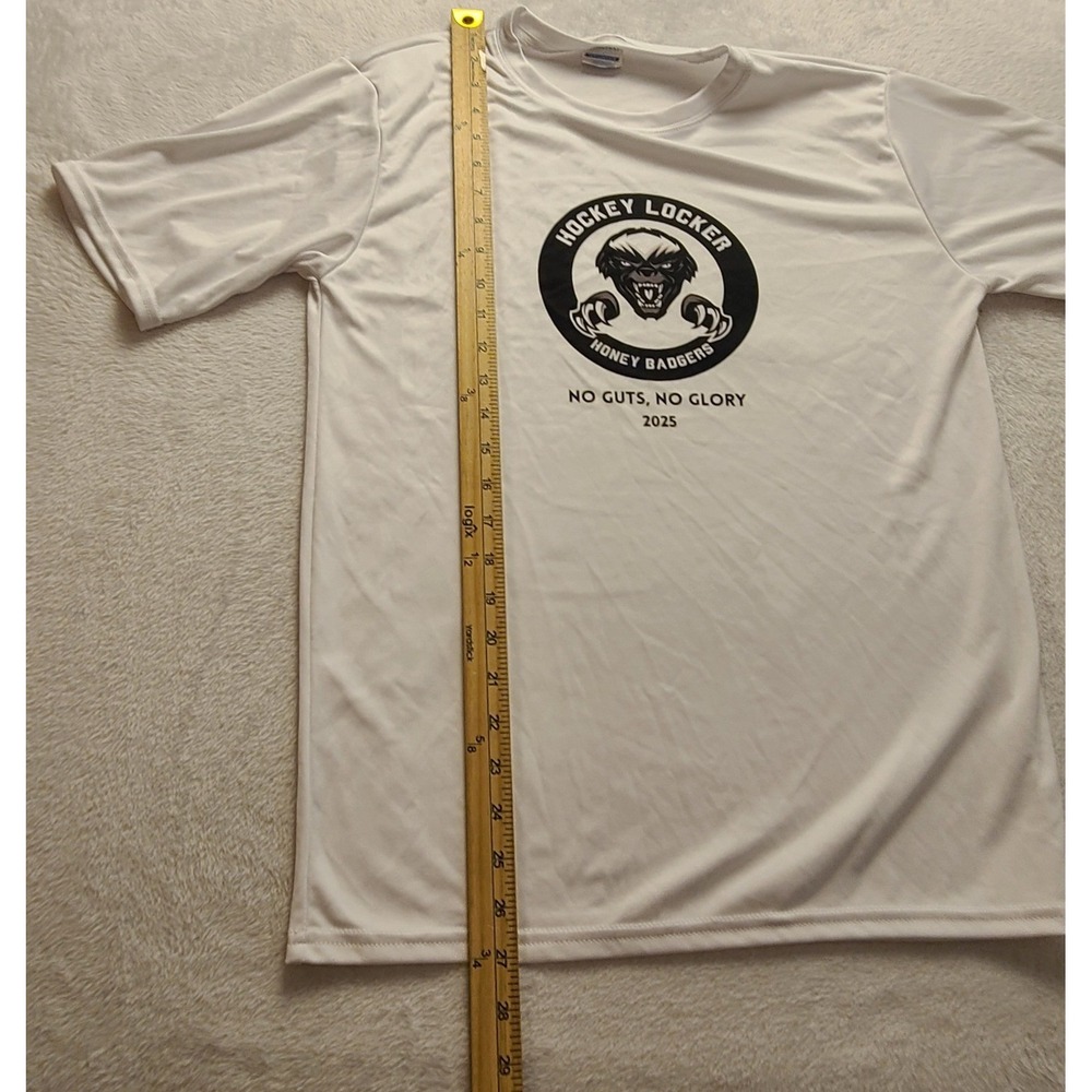 Port & Company Hockey Locker Honey Badgers Performance Men's T-Shirt White Small - Picture 8 of 12